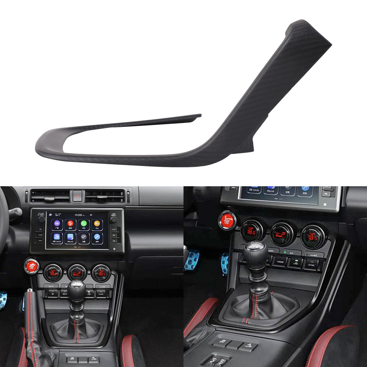 Matte Real Carbon Fiber Center Console Gear Frame For Subaru BRZ Toyota GR86 22+ 13