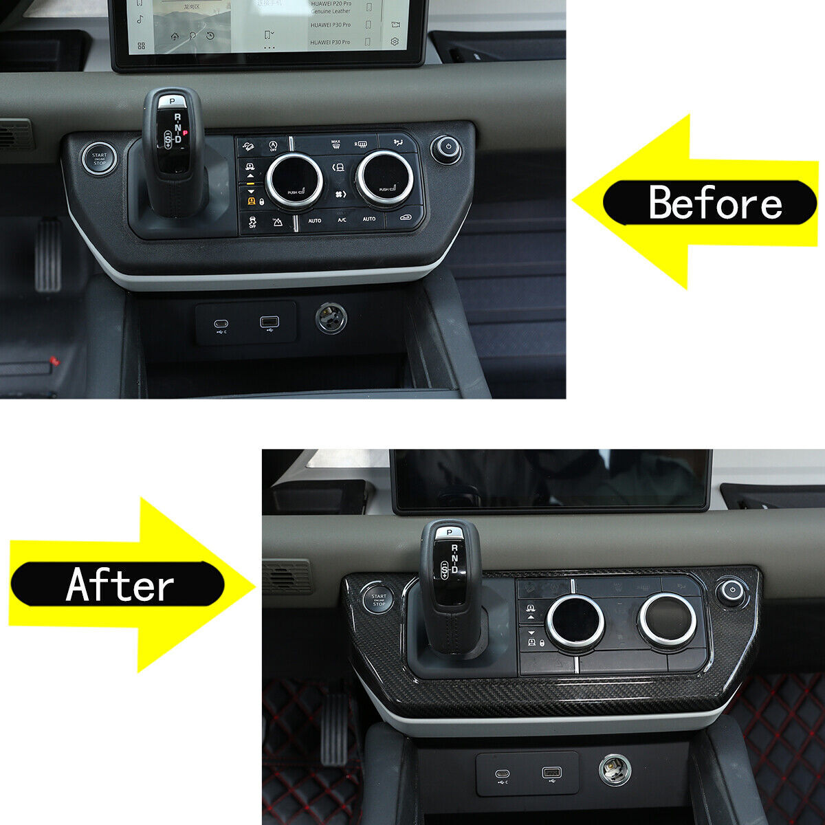 Real Carbon Fiber Air Conditioning Switch Trim for Land Rover Defender 2020-24 3