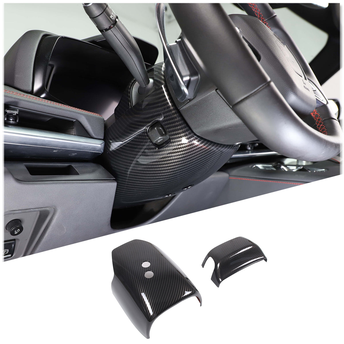 Carbon Fiber ABS Steering Wheel Base Upper & Lower Cover For Corvette C8 2020-26 13