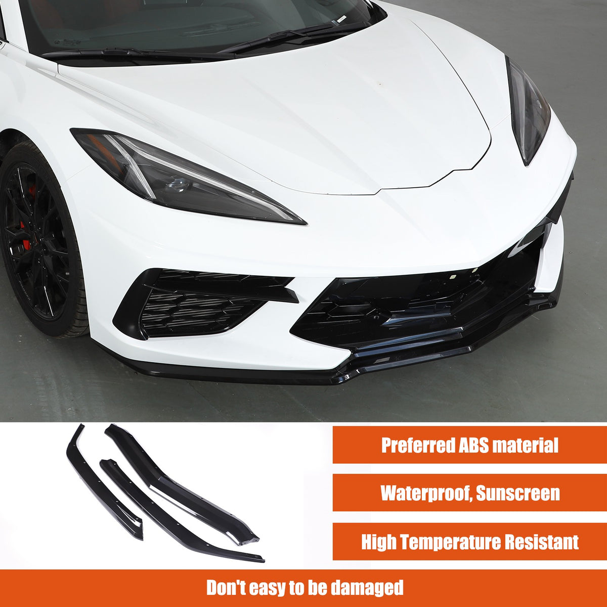 Replacement Black Front Bumper Lip Kit Splitter Exterior For Corvette C8 20+ US 17