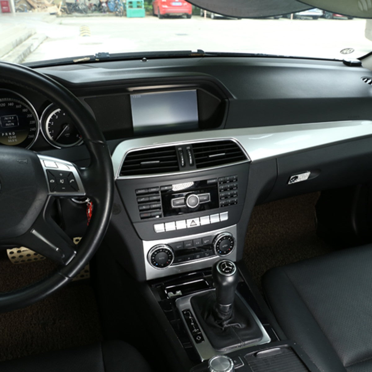 Silver ABS Center Console Trim Cover For Mercedes-Benz C-Class W204 2010-2013 15