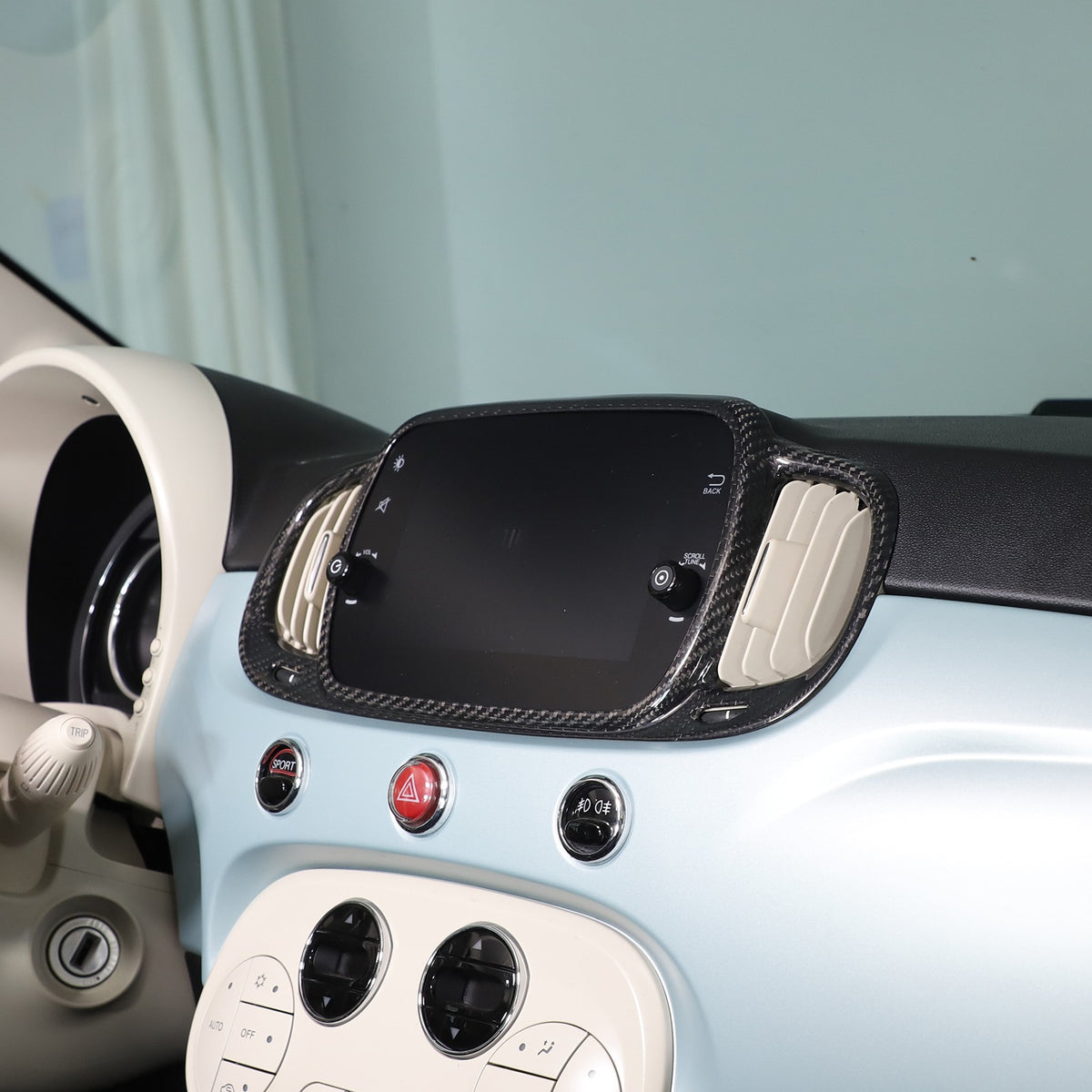 Real Carbon Fiber Center Console Air Vent Trim For Fiat 500/Abarth 595 695 21-23 13