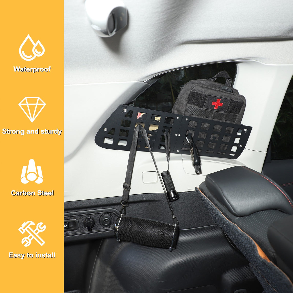 Side Window Cargo Barrier & Organizer Molle Panel For Subaru Forester 2019-2024 21