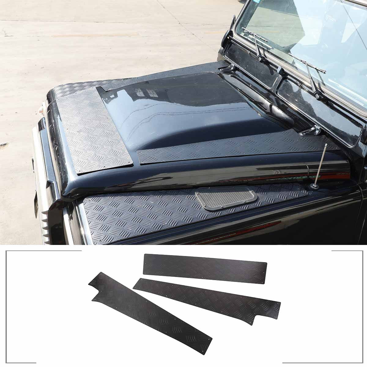 Black Alloy Front Hood Protection Plate Trim For LR Defender L316 2004-2018 2