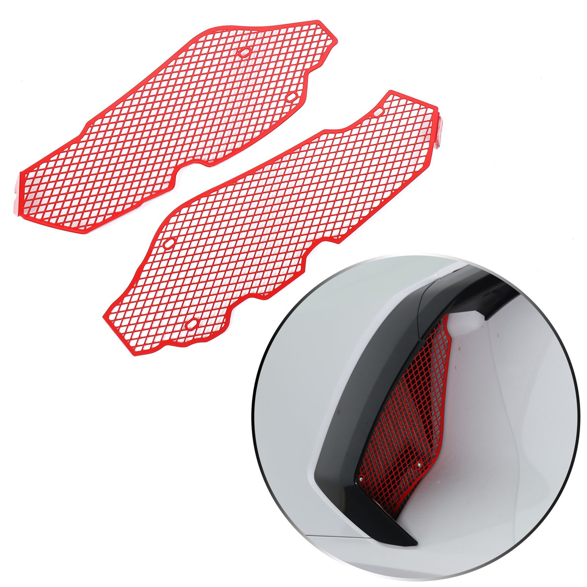 Red Steel Side Intake Mesh Grille Insert Guard For Corvette C8 2020-2026 21