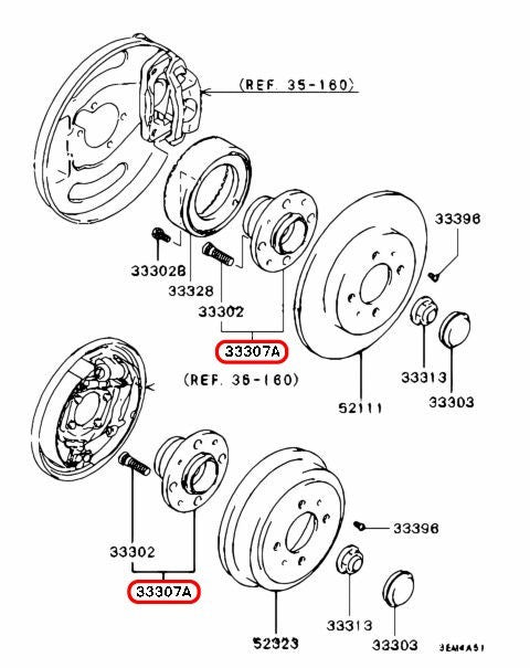 Mitsubishi OEM Rear Wheel Hub Axle Bearing MB844919 for Pajero Montero Delica 3
