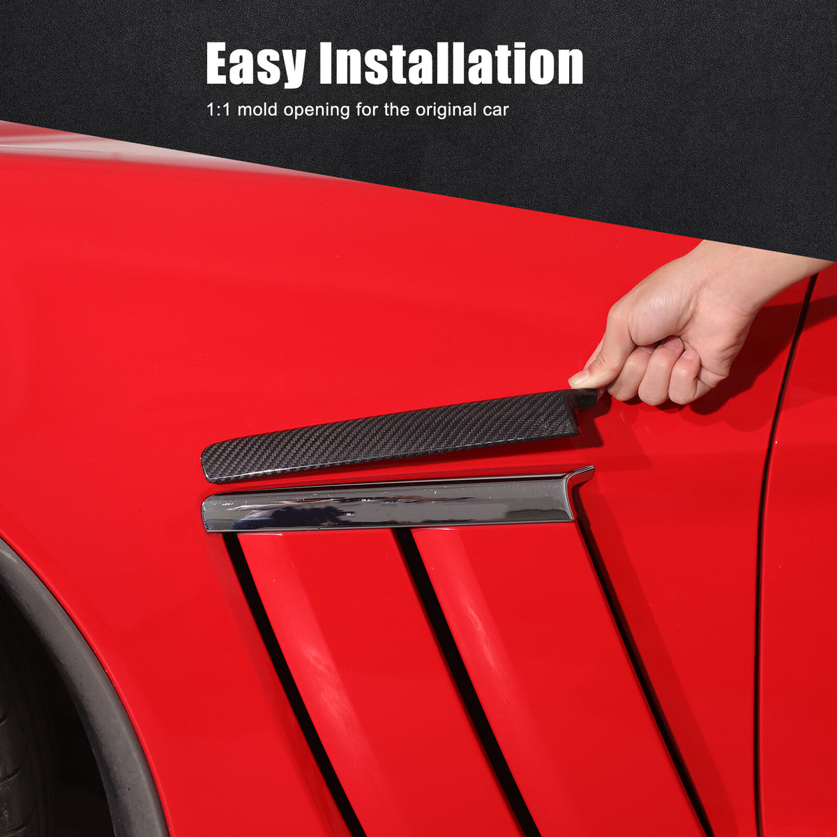 Real Carbon Fiber Side Air Outlet Upper Emblem Panel Trim For Corvette C6 05-13 17