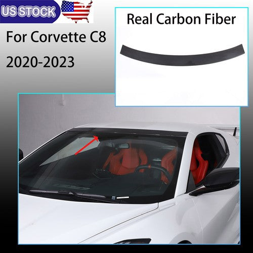 Real Carbon Fiber Outer Front Window Roof Top Trim For Corvette C8 20-26 US 1