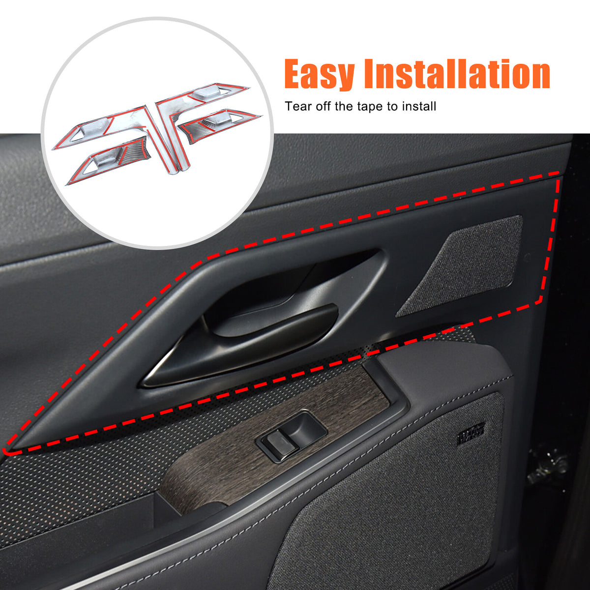 ABS Carbon Fiber Interior Door Bowl Panel Trim Cover For Lexus GX550 2025+ 9