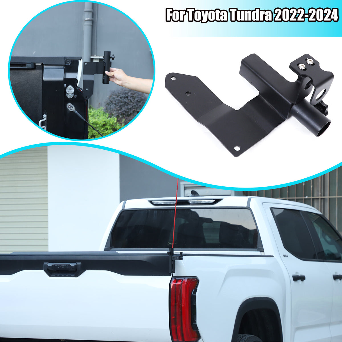 Front Bumper Flagpole Holder Antenna Mount Bracket For Toyota Tundra 2022-25 US 1