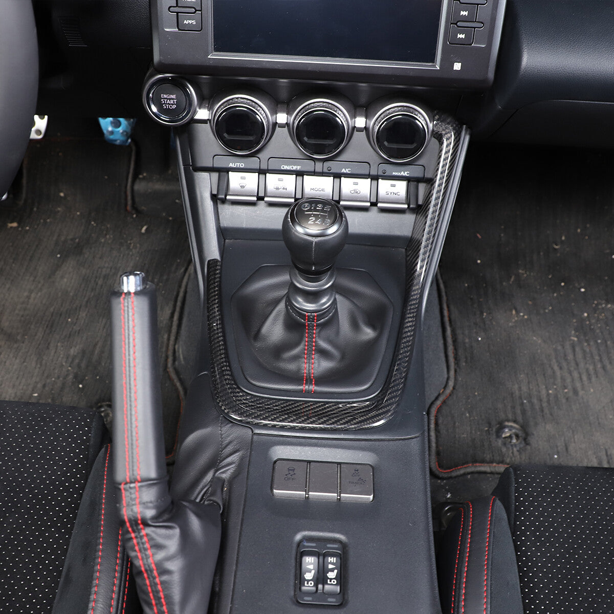 For Subaru BRZ 2022 Center Control Console Gear Shifter Trim Frame Carbon Fiber 6
