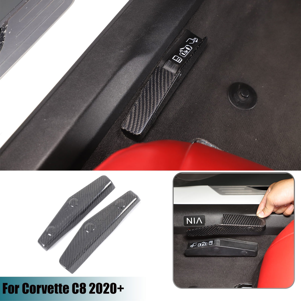 Real Dry Carbon Fiber Emergency Door Lock Switch Trim for Corvette C8 2020+ 1