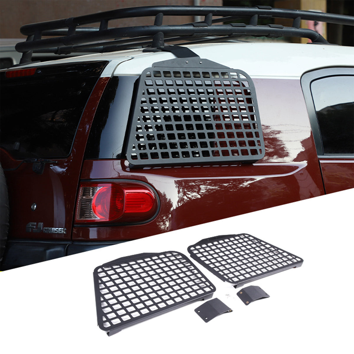 Rear Quarter Window Guard Molle Panel Storage Bracket for FJ Cruiser 2007-2021 4