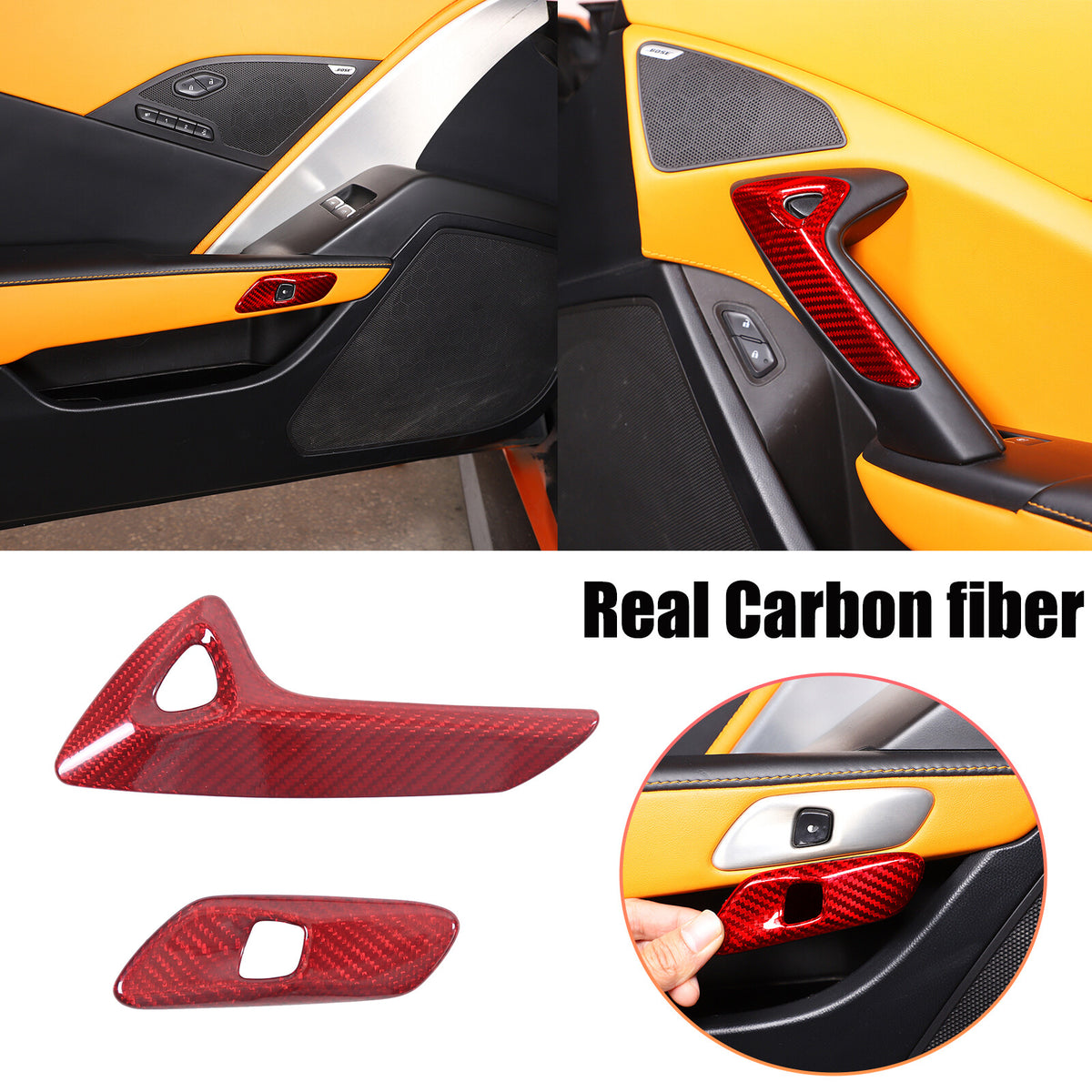 Red Real Carbon Fiber Interior Center Full Trim Set Kit For Corvette C7 2014-19 - Variants 1-5 52