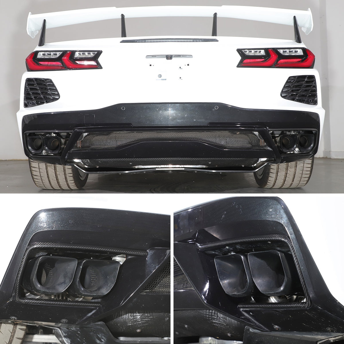 Real Dry Carbon Fiber Rear Tailpipe Trim Ring Cover For Corvette C8 2020+ 19