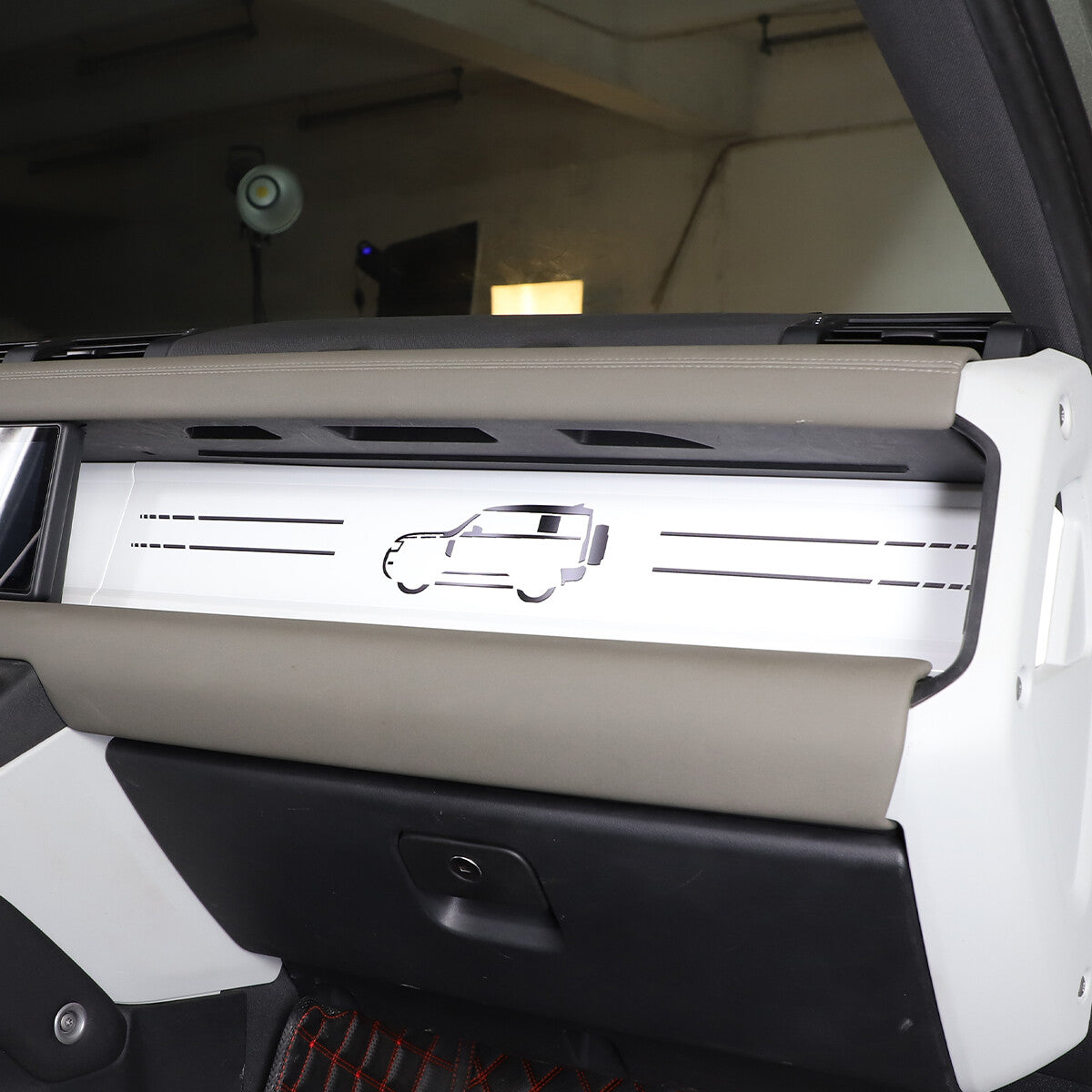 ABS Car Graphic White Dashboard Trim Kits For Land Rover Defender 90 110 2020-23 4