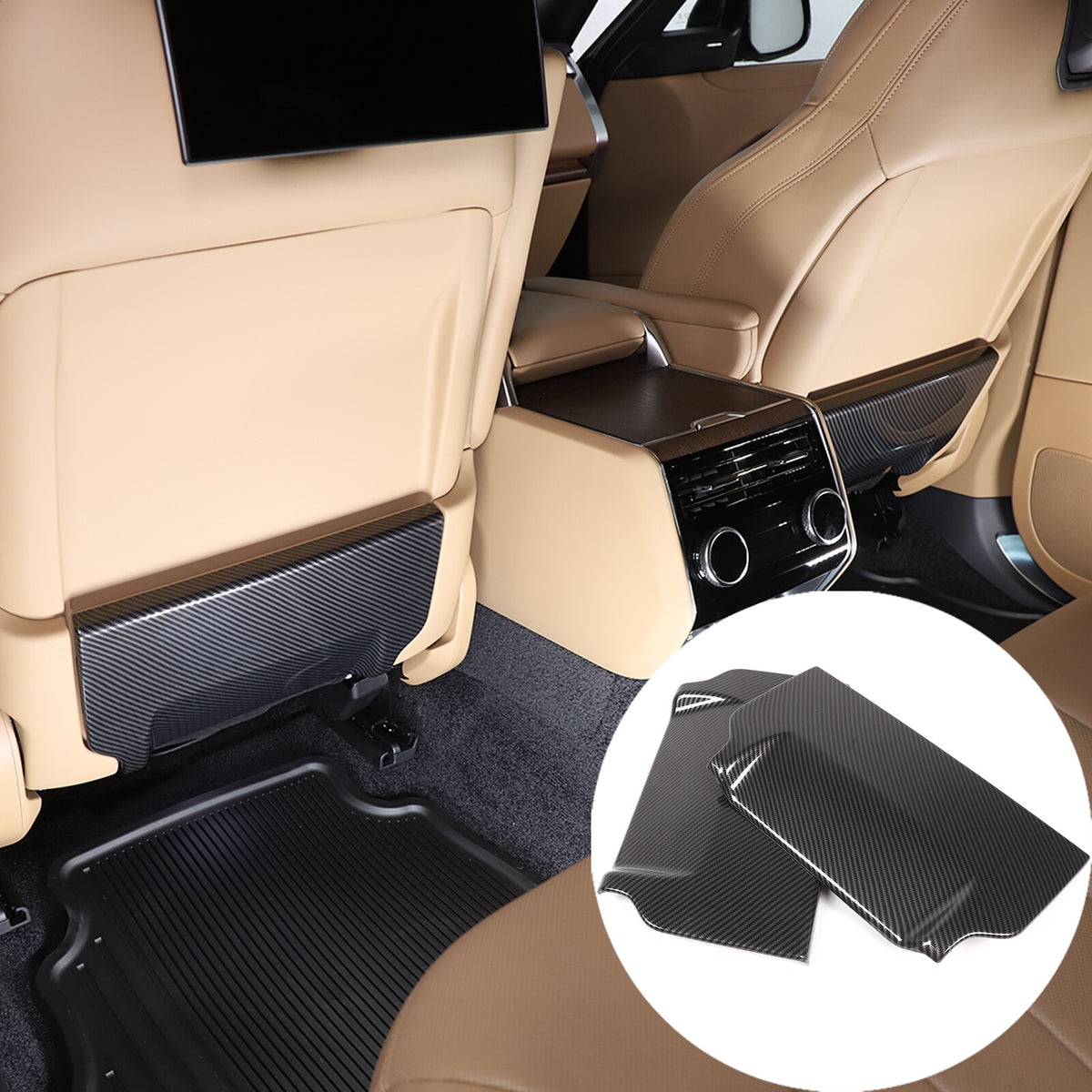 ABS Carbon Fiber Seat Back Anti-kick Panel Trim Cover For Range Rover Vogue 18+ 3