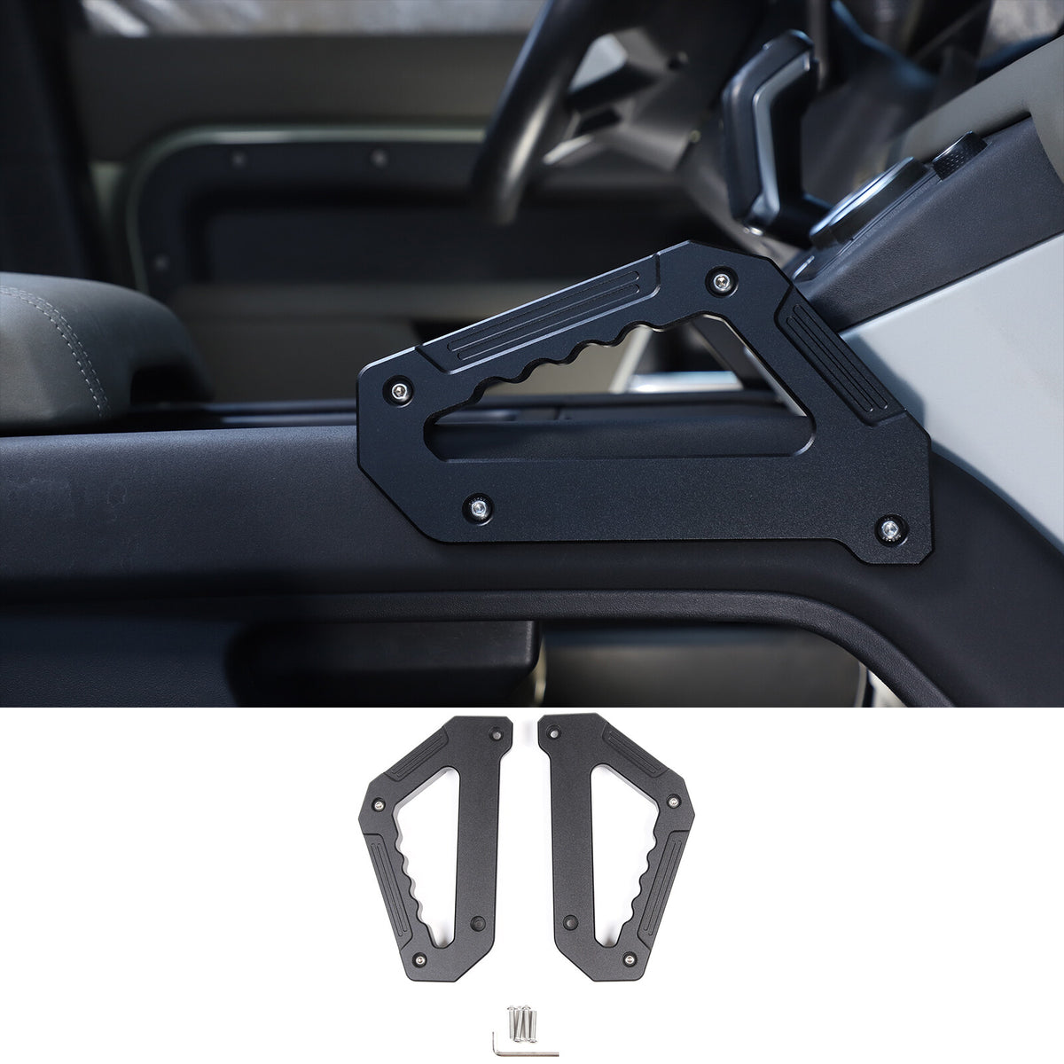 Black Alloy Door Pull Handle Armrest Panel Cover trim For LR Defender 2020-24 6