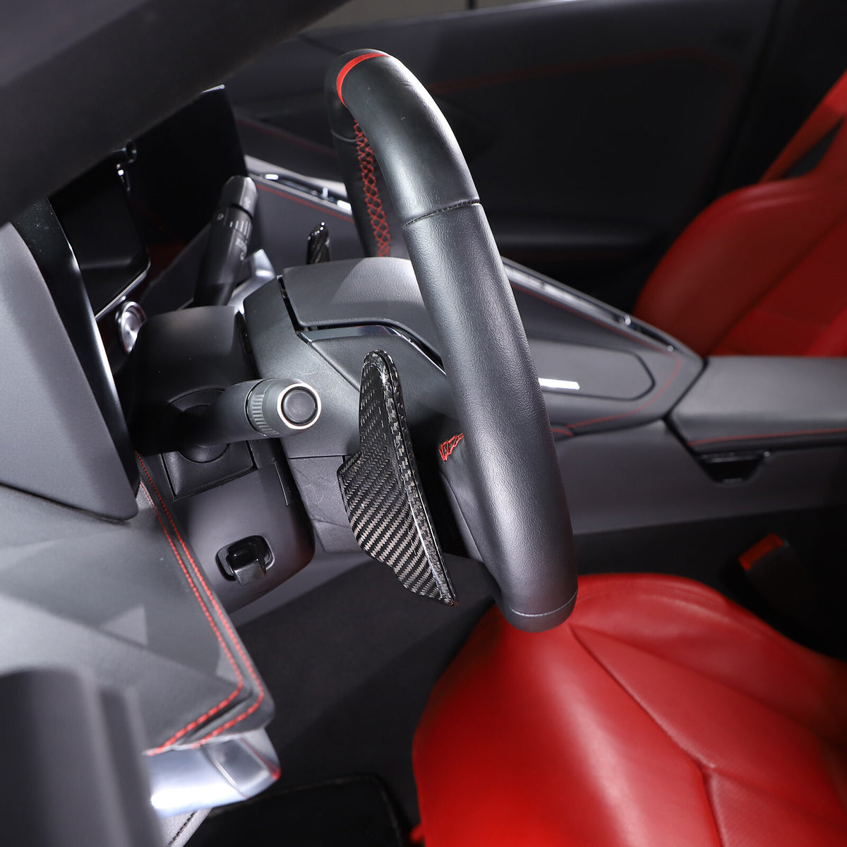 Black Real Carbon Fiber Gear Shift Paddles Paddle Shifters For Corvette C8 20-26 6