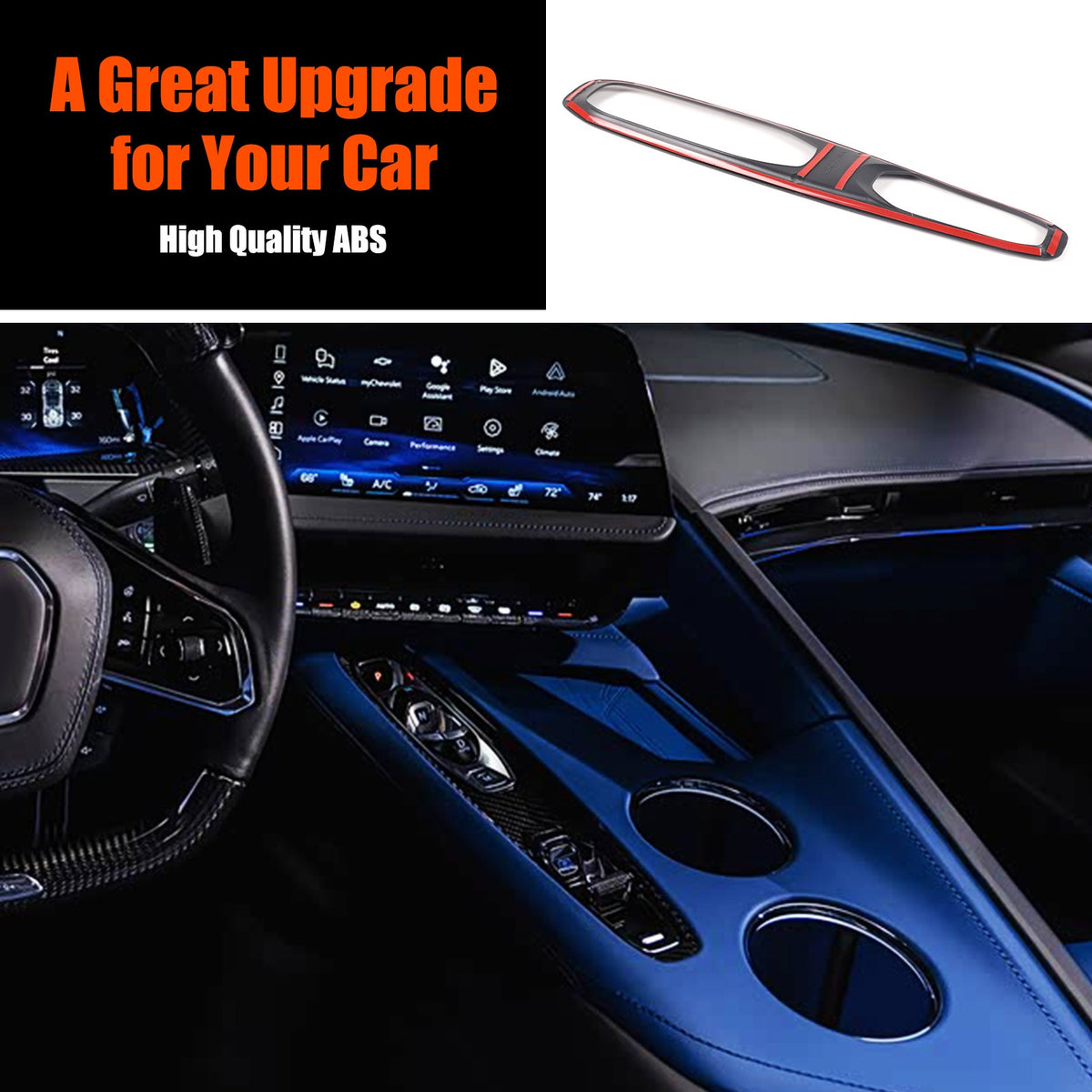 Glossy Piano Black ABS Center Gear Shift Indicator Trim For Corvette C8 2026+ US 9