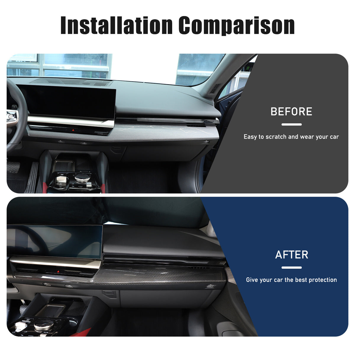 Real Carbon Fiber Center Co-pilot Dash Cover Trim Kit For BMW 5 Series G60 2024+ 20