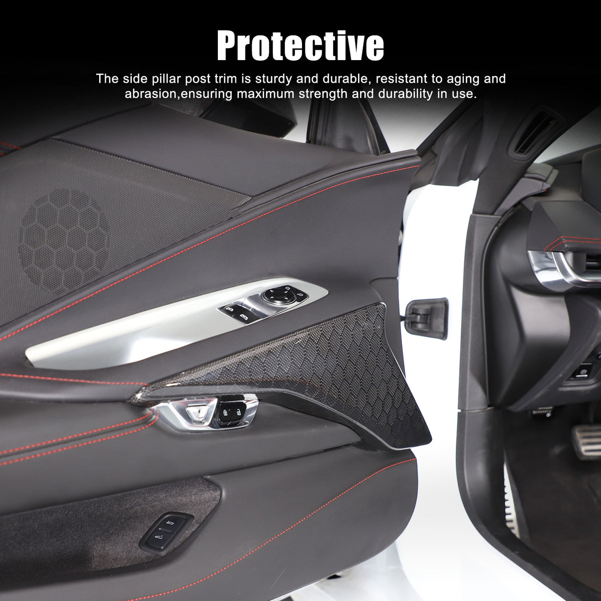 Real Honeycomb Carbon Fiber Interior Door Panel Cover Trim For Corvette C8 20-26 13