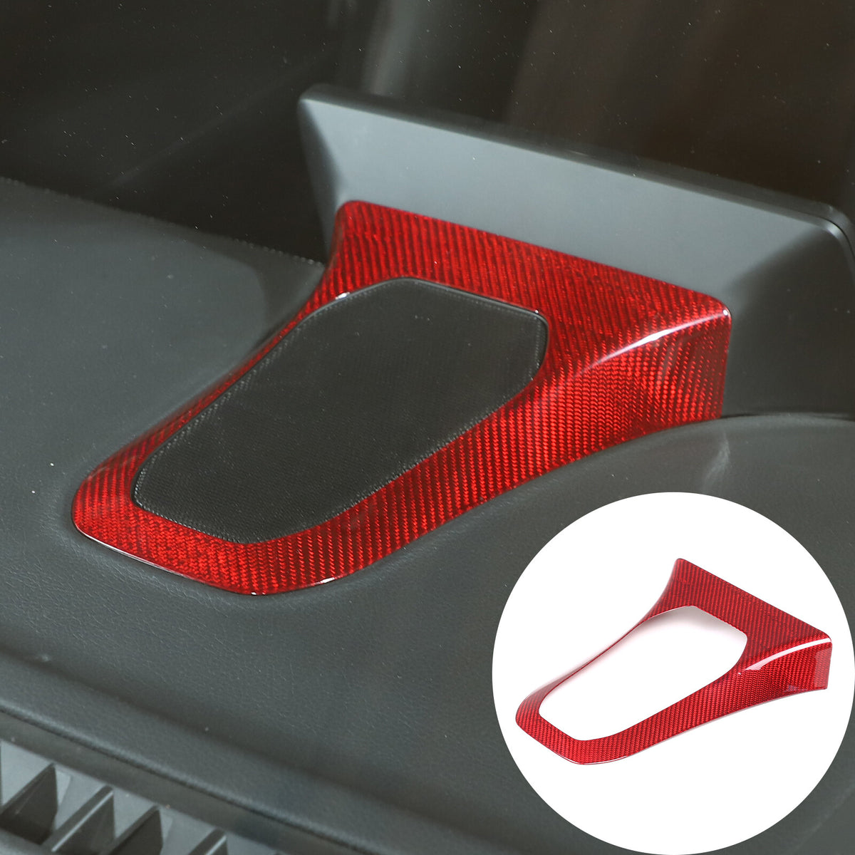 Red Real Carbon Fiber Center Dashboard Speaker Panel Trim For Toyota Supra 19+ 3