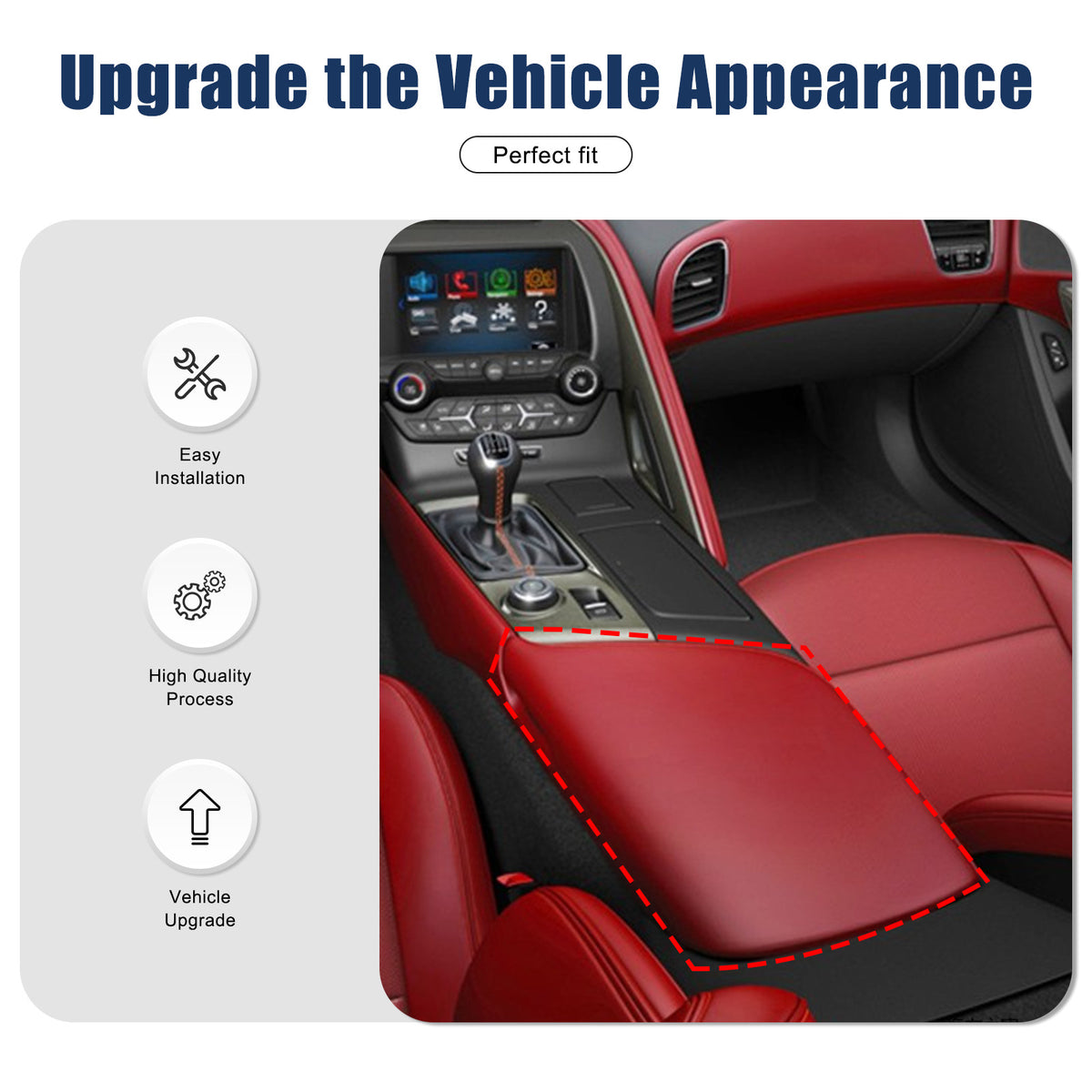 Red Real Carbon Fiber Center Console Armrest Box Cover Trim For Corvette C7 14+ 13