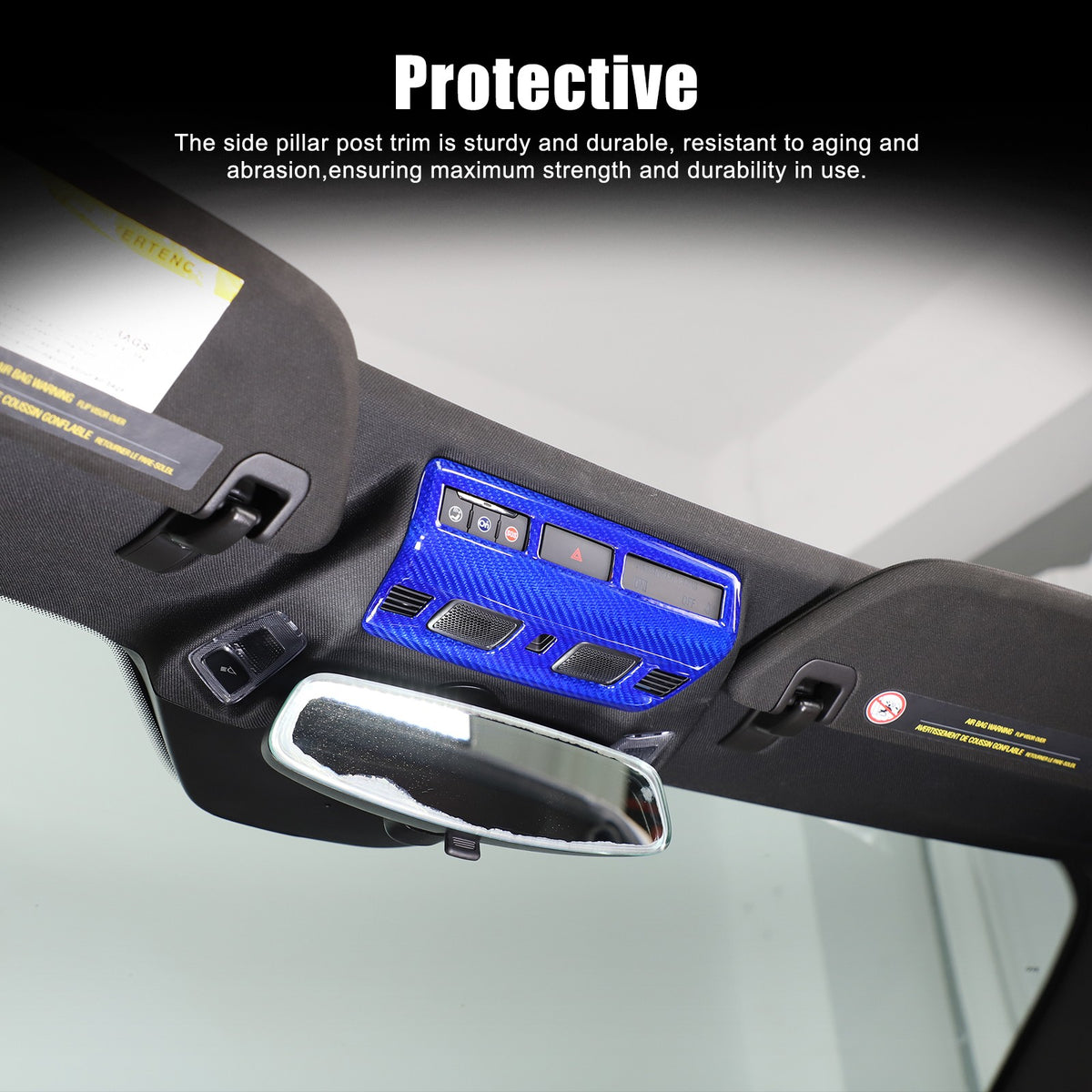 Blue Real Carbon Fiber Roof Reading Light Trim For Corvette C8 2020+ 7