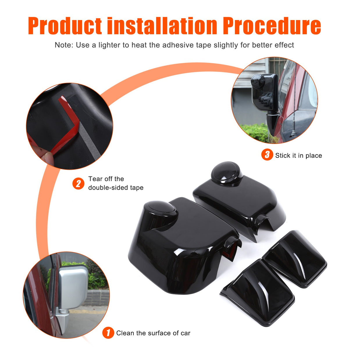 Glossy Piano Black ABS Side Mirror Cover Trim For Toyota FJ Cruiser 2007-2021 5