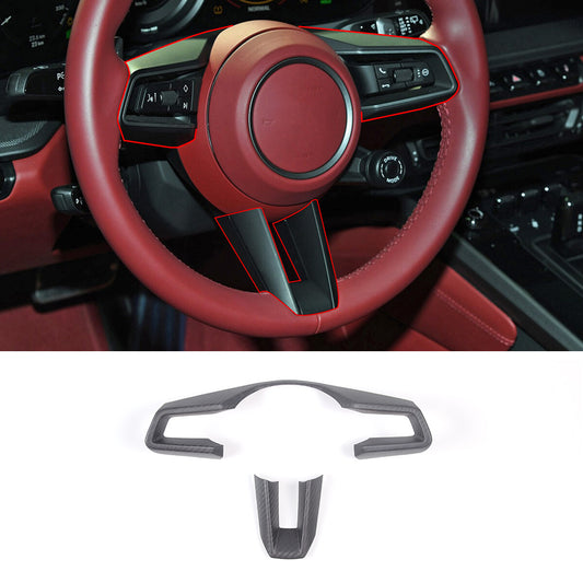 Matte Real Carbon Fiber Steering Wheel Cover Trim For Porsche 911 taycan 2019-23 2