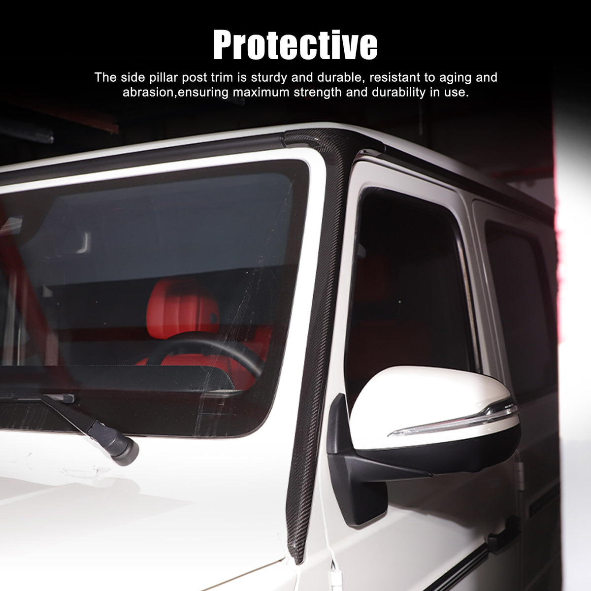 Real Carbon Fiber Window Triangle A-Pillar Cover For Benz W463 G550 G63 19-23 13