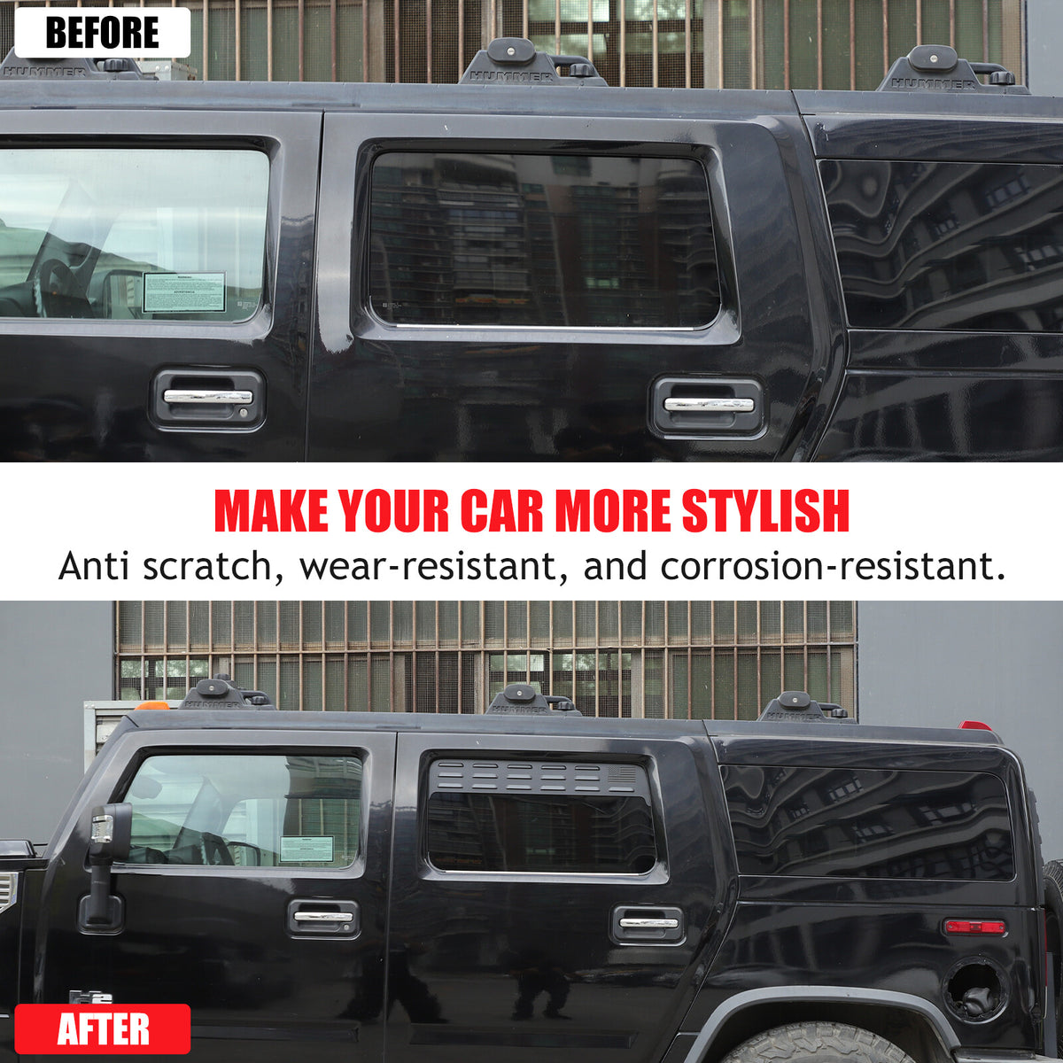 USA Flag Rear Window Vent Louver Shutter Cover Trim for Hummer H2 2003-2009 20