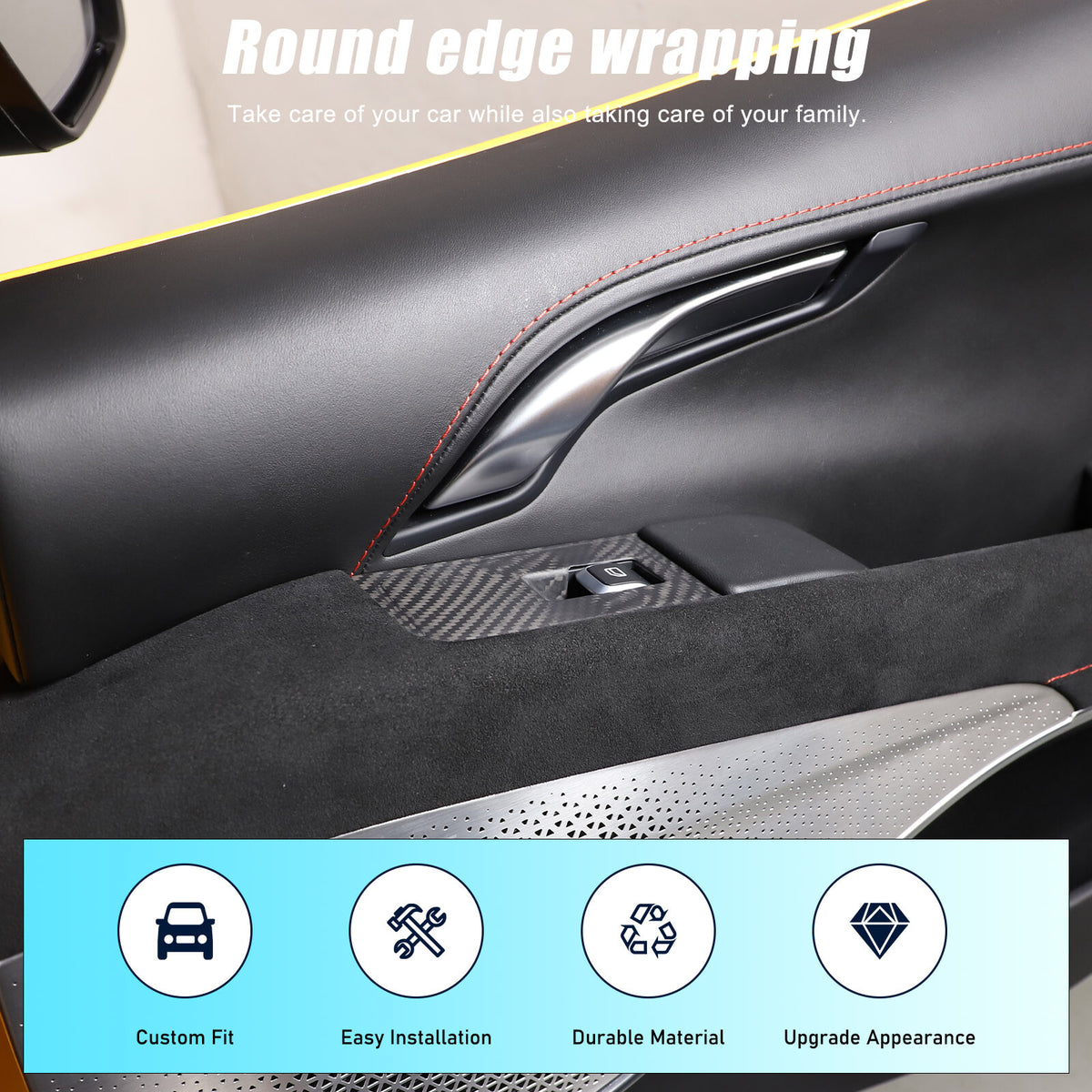 Matte Real Carbon fiber Window Lift Switch Button Trim For Lotus EMIRA 2021-2025 6