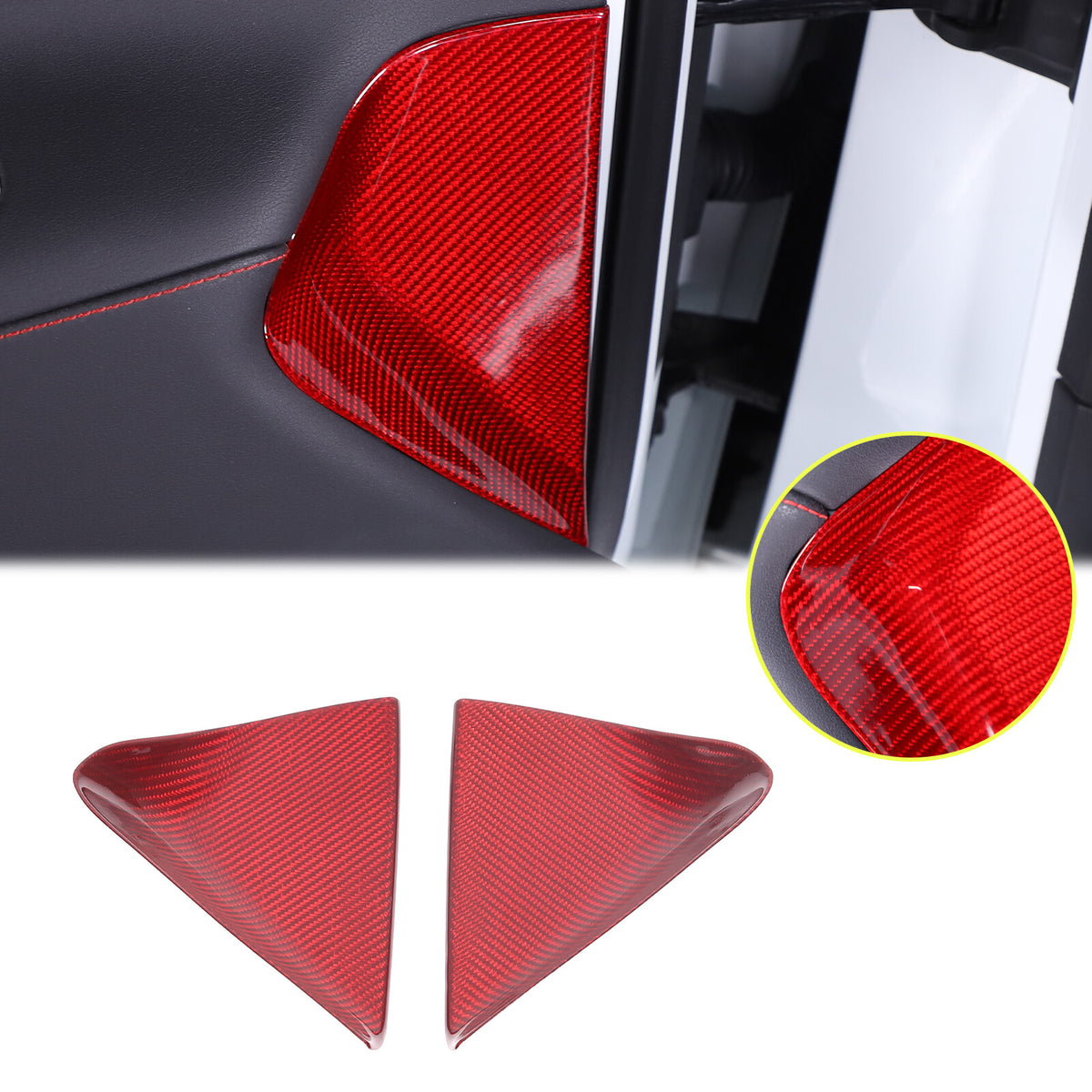 Red Carbon Fiber Dashboard Anti-collision Door Panel Trim Cover For Corvette C8 17