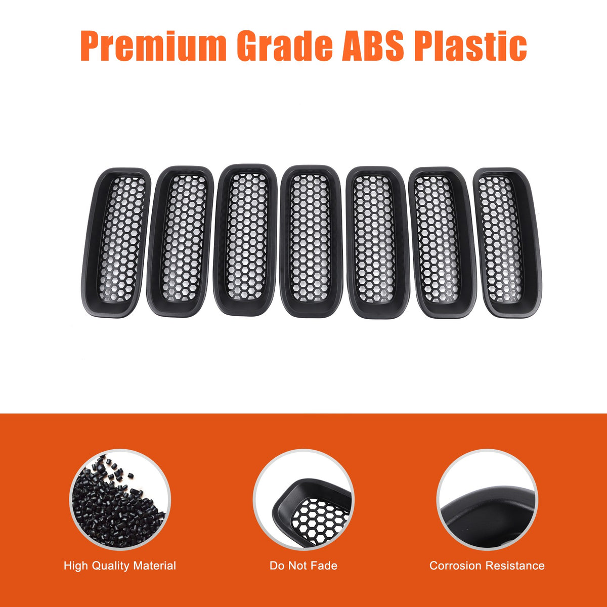 Black ABS Front Grille Anti-Insect Bug Screen Trim For Hummer H2 2003-2007 11