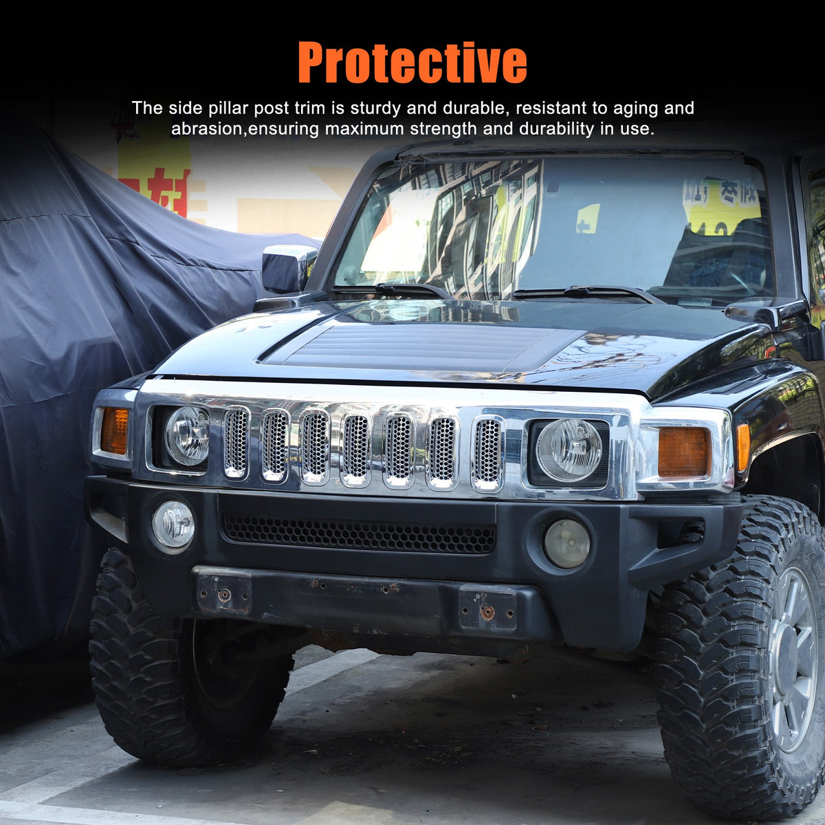 ABS Silver Front Grille Insect Screen Cover For Hummer H3 2005-2009 5