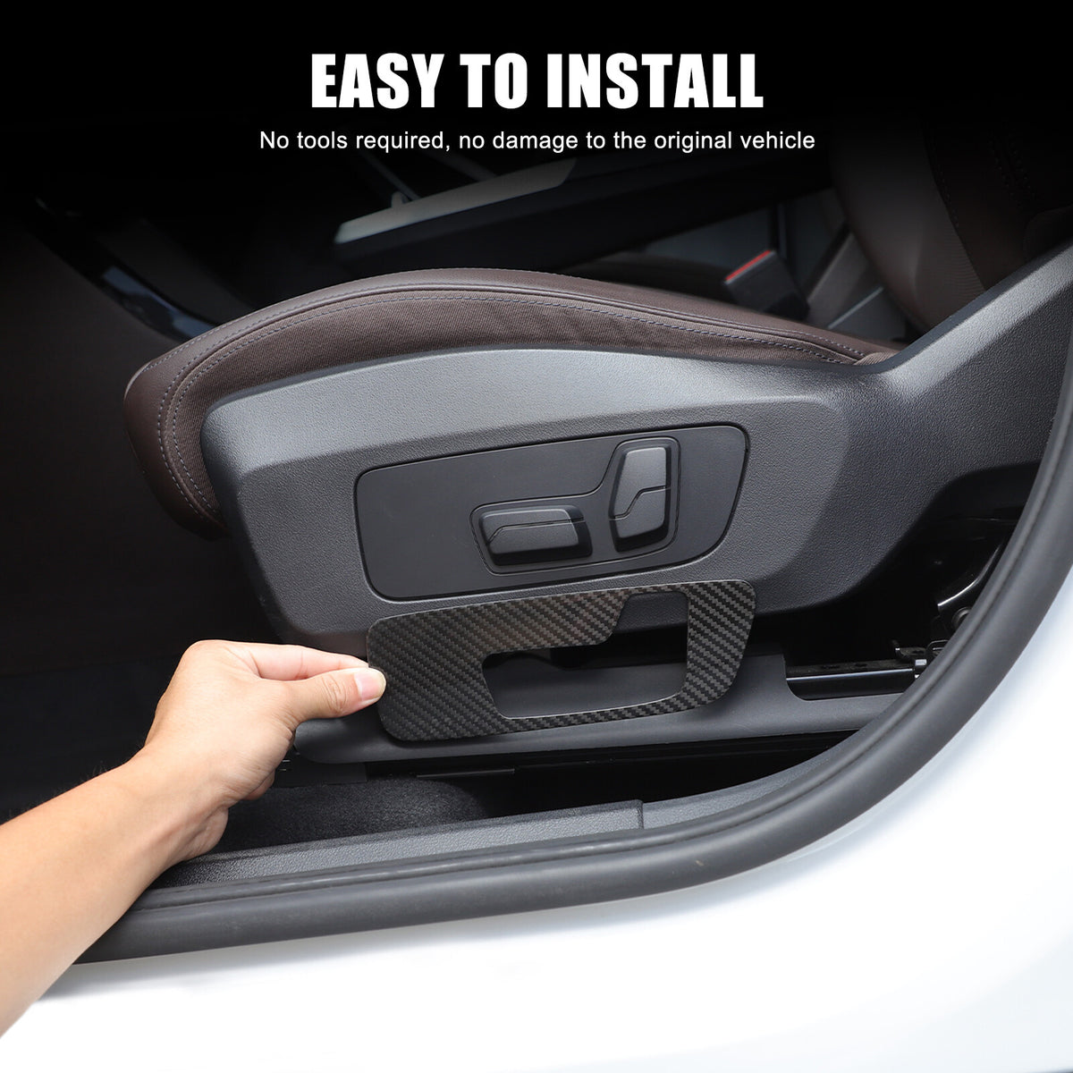 Real Carbon Fiber Seat Adjustment Button Frame Trim For BMW X1 U11 2023-2024 4