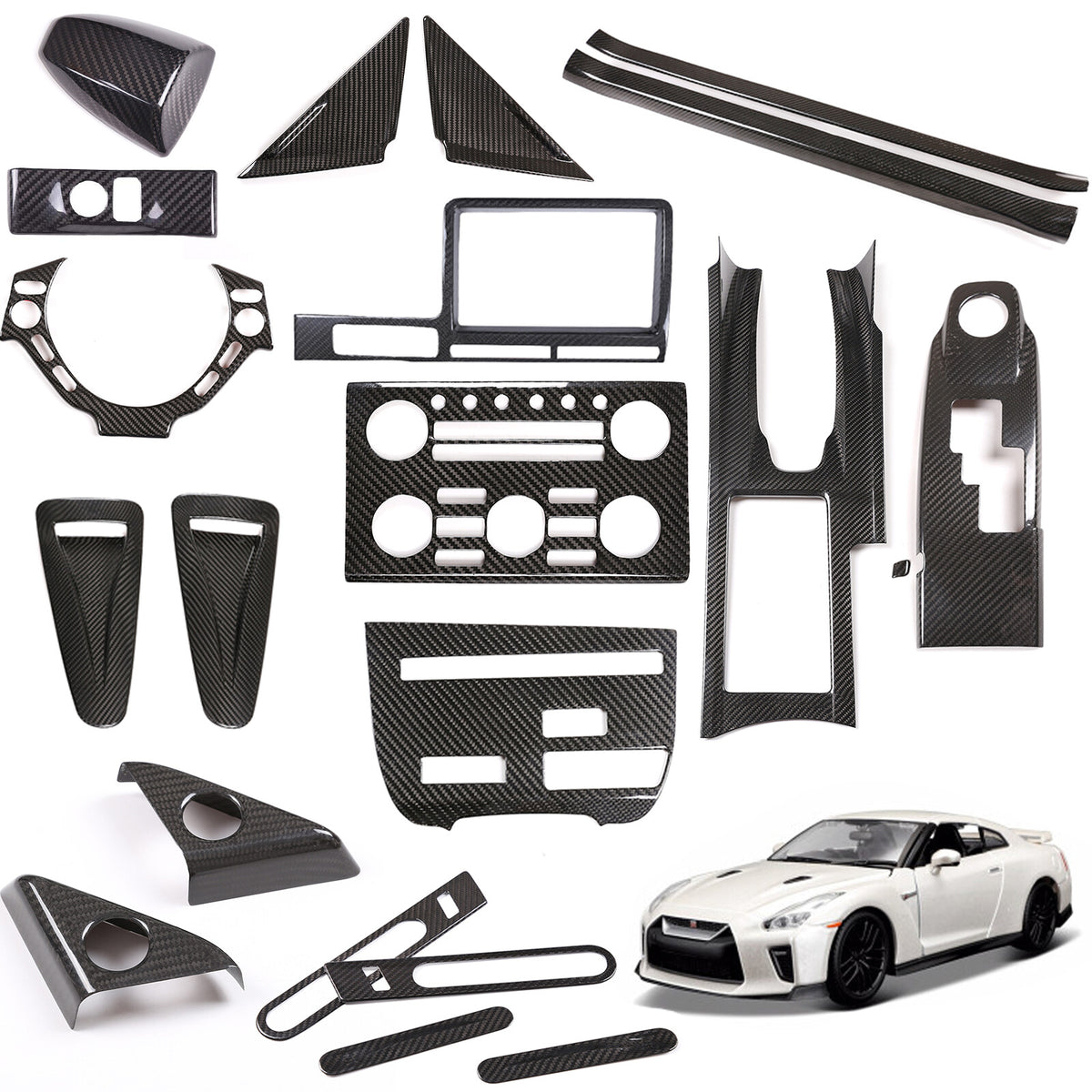 REAL Carbon Fiber Interior Exterior Trim Cover Set Kit For Nissan GTR R35 08-16 1