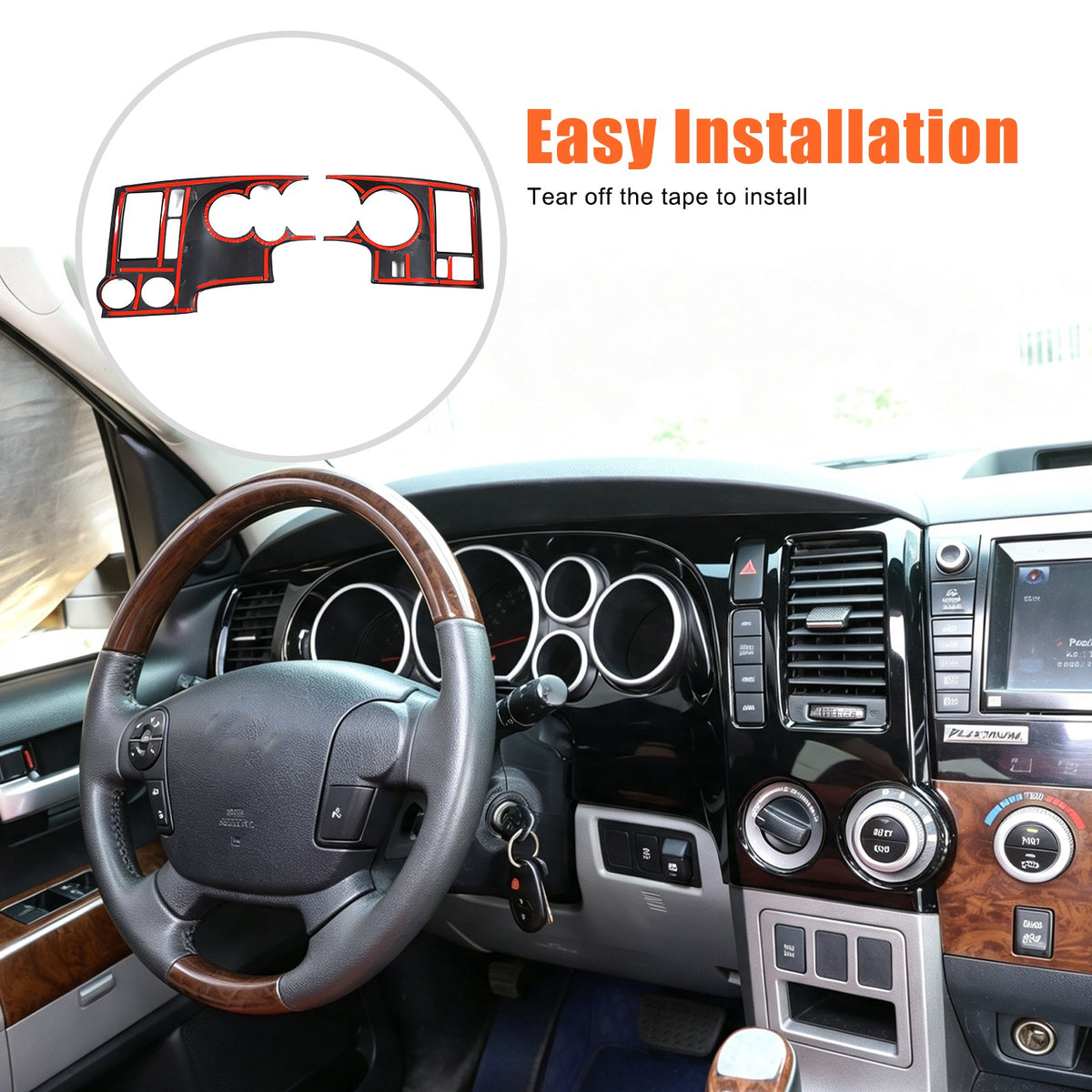 Glossy Piano Black ABS Instrument Panel Trim Cover For Toyota Tundra 2007-2013 23