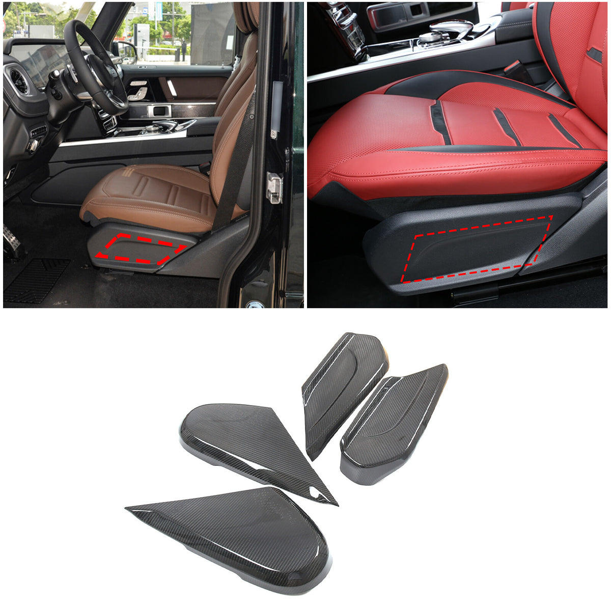 Real Carbon Fiber Front Seat Side Panels Cover Trim For Benz G Class 2019-22 US 2