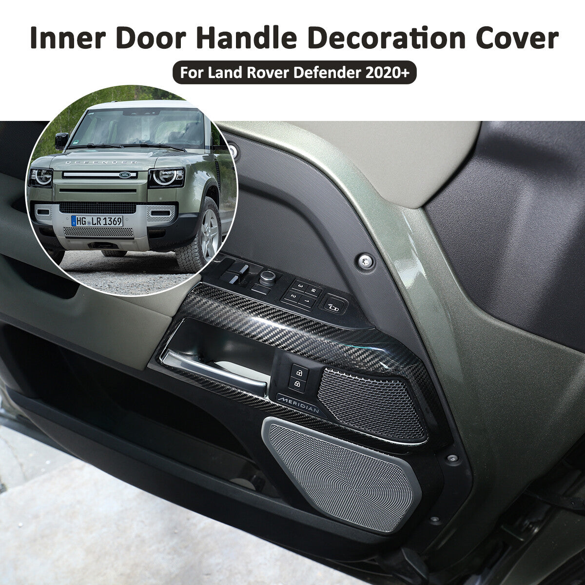 Real Carbon Fiber Door Handle Frame Cover Trim For Land Rover Defender 90 20-23 9