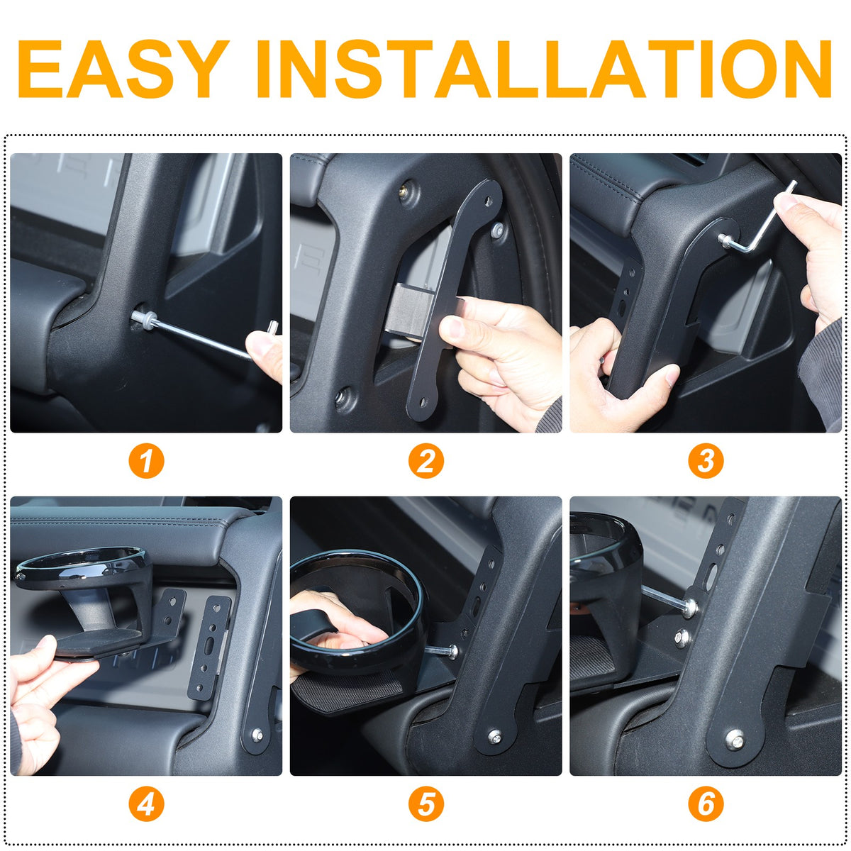 Black Ring Passenger Side Cup Holder Bracket For LR Defender L663 2020+ US 10