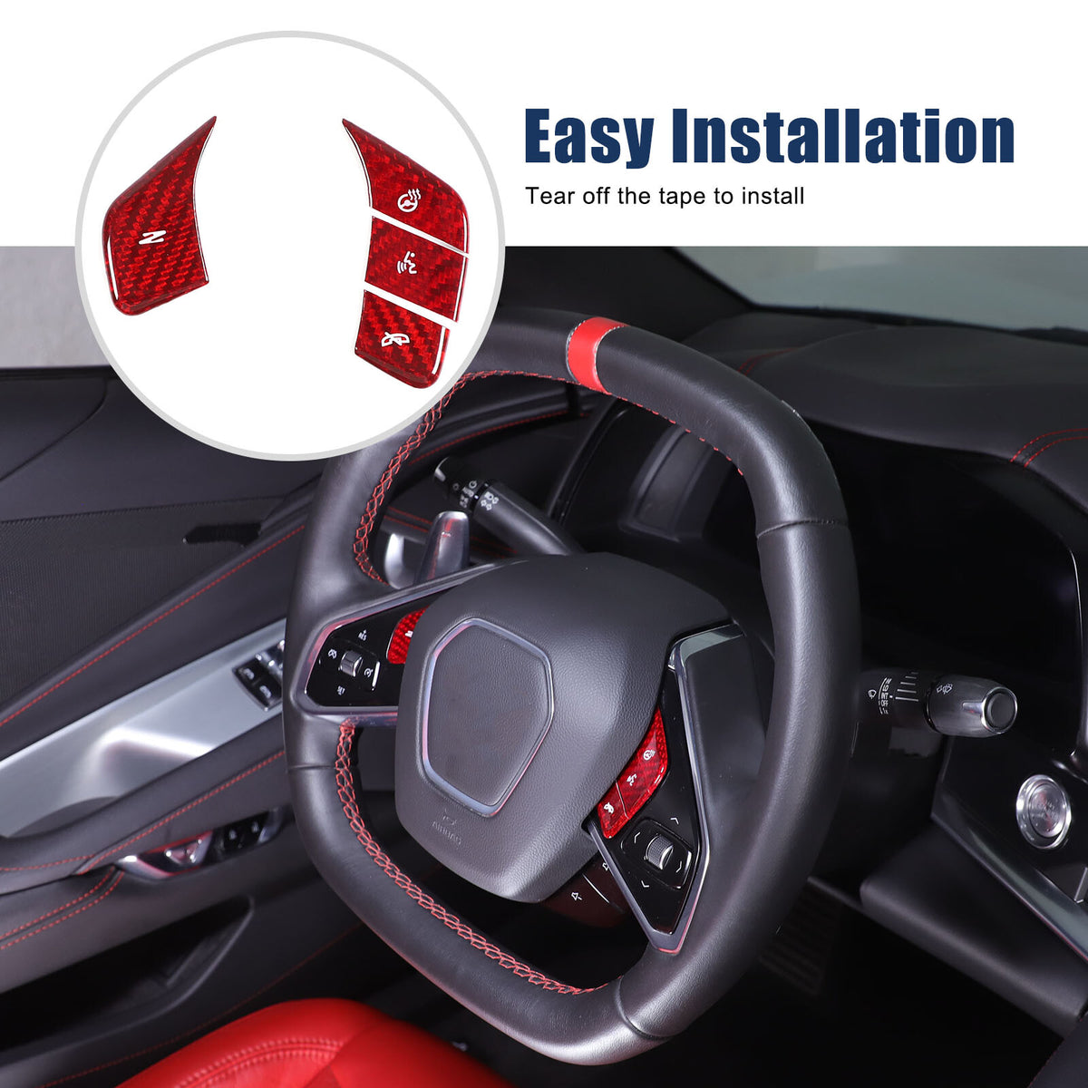 Red Real Carbon Fiber Interior Full Decor Cover Trim Kit for Corvette C8 2020-25 - Variants 21-25 47