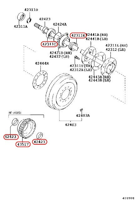 Toyota Genuine ABS Rear Wheel Bearing & Seal Kit For 4RUNNER TACOMA TUNDRA OEM 3