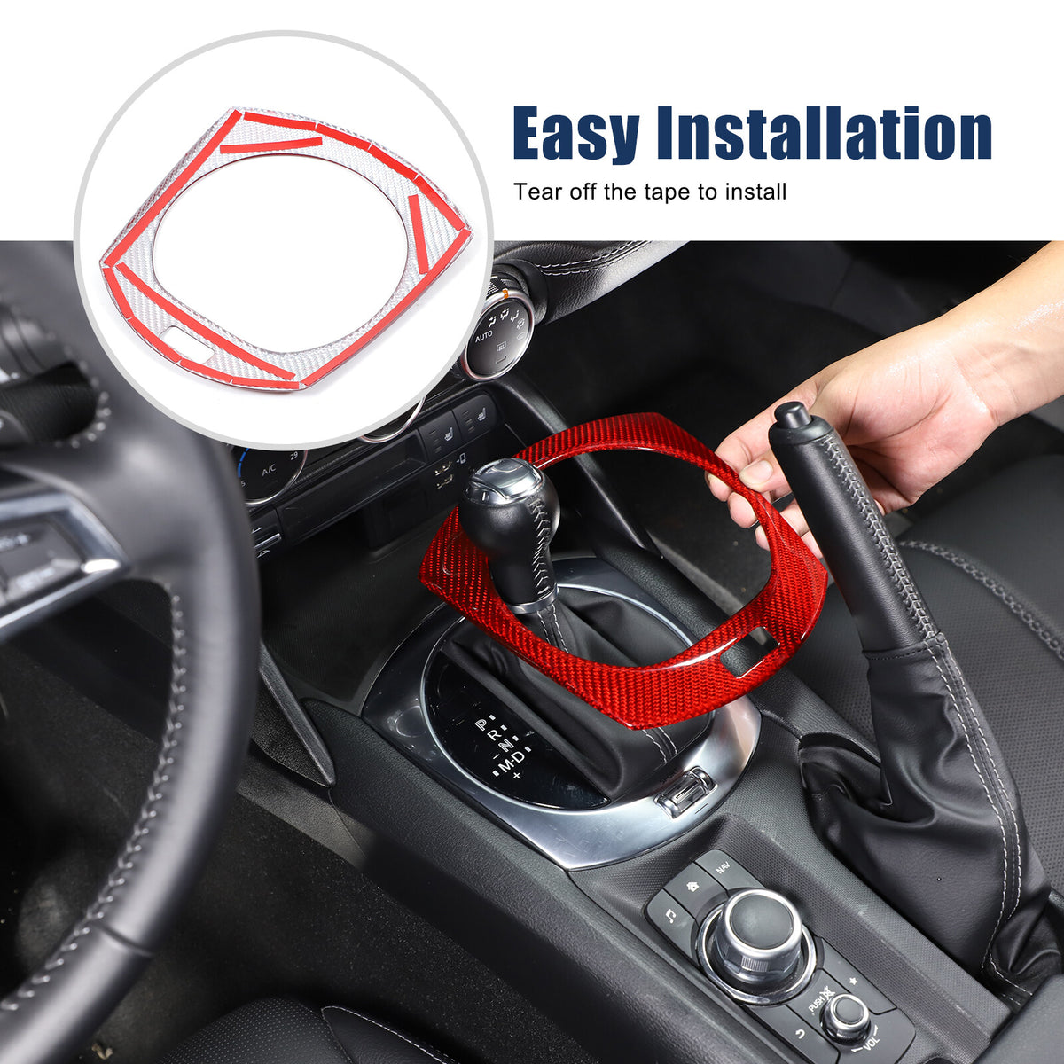 Red Real Carbon Fiber Center Gear Panel Cover Trim For mazda MX5 MX-5 Miata 16+ 18