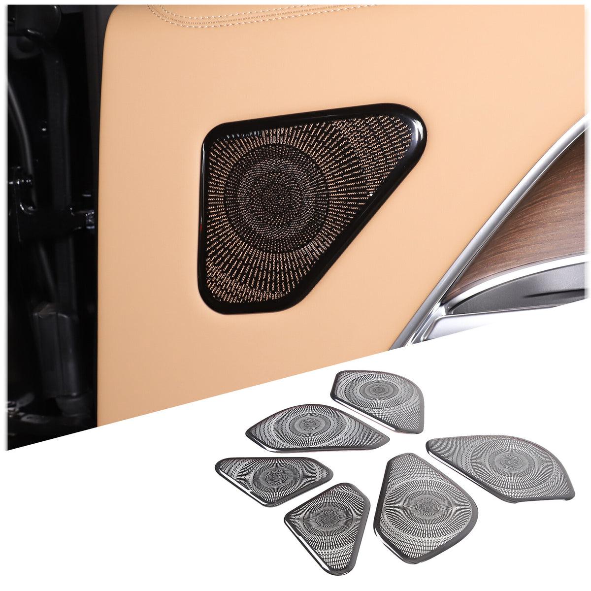 6PCS Black Stainless Door Speaker Trim Cover For LR Range Rover Vogue 2023 3