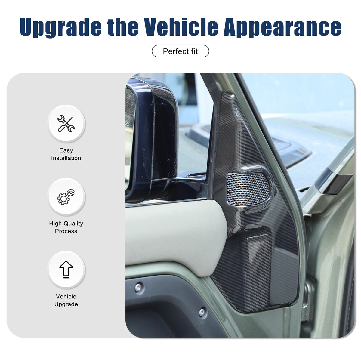 Real Carbon Fiber A pillar Door Speaker Trim Cover For Land Rover Defender 20-24 9