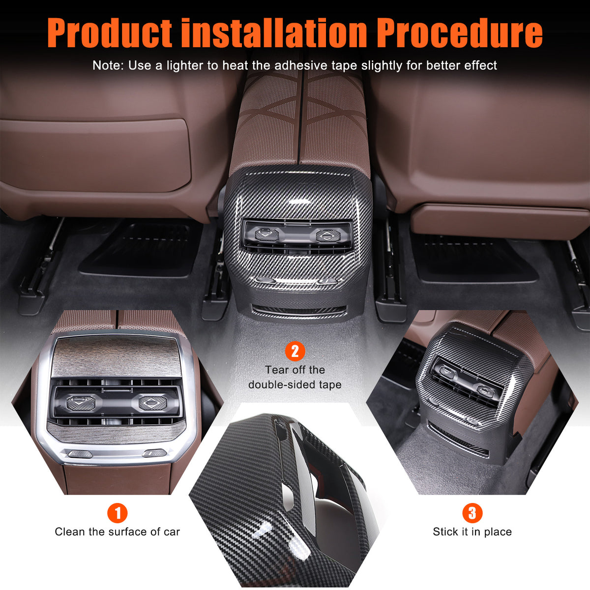 Carbon Fiber Rear Air Vent Outlet Panel Cover Trim For BMW 7 Series G70 i7 2023 7
