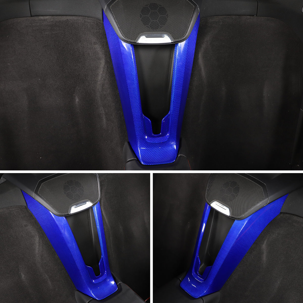 Blue Carbon Fiber Console Waterfall Wireless Charger Trim For C8 Corvette 20+ 11